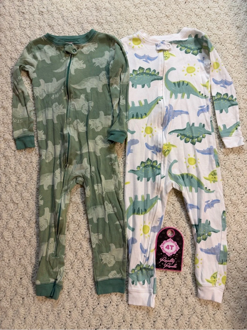 Carter's Dino Print Footless Pajama Set - Green, White, Blue, Yellow